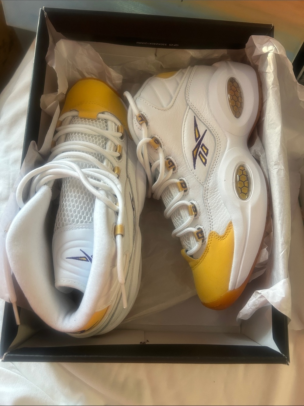 Reebok White & Yellow Classic Men's Athletic Sneakers